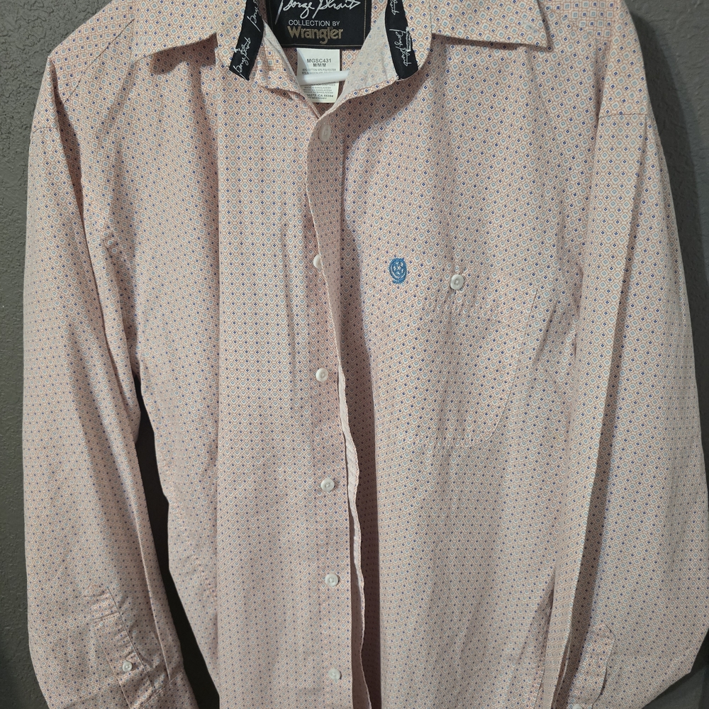 Wrangler George Strait Men's Pink Patterned Long-Sleeve Shirt